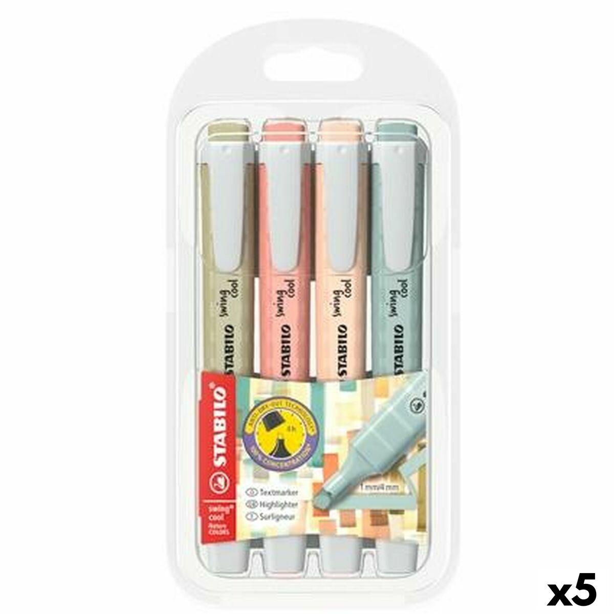 Set de Marcadores Fluorescentes Stabilo SWING COOL NATURECOLORS Multicolor 4 Piezas (5 Unidades)