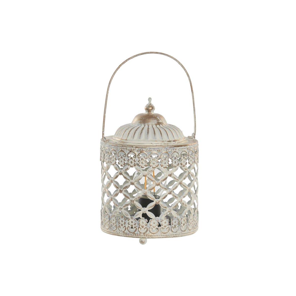Farol Home ESPRIT Blanco Dorado Metal Cristal Árabe 13,5 x 13,5 x 19 cm