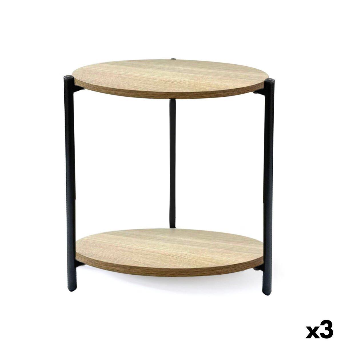 Mesa auxiliar MobleKit Negro Metal Madera 40 x 42 cm (3 Unidades)