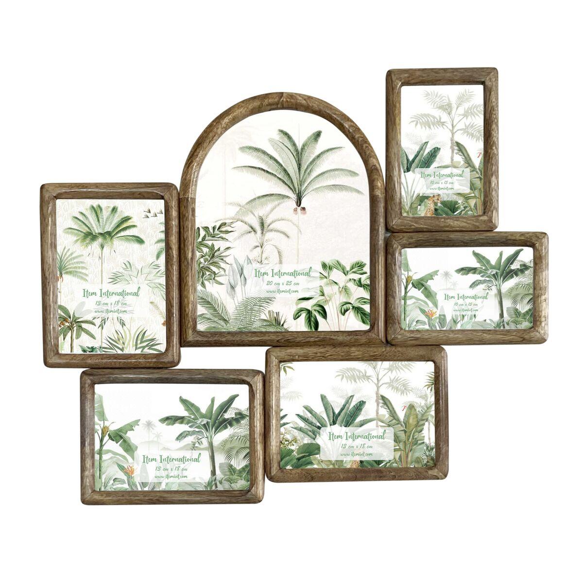 Marco de Fotos Home ESPRIT Natural Cristal Madera de mango Tropical