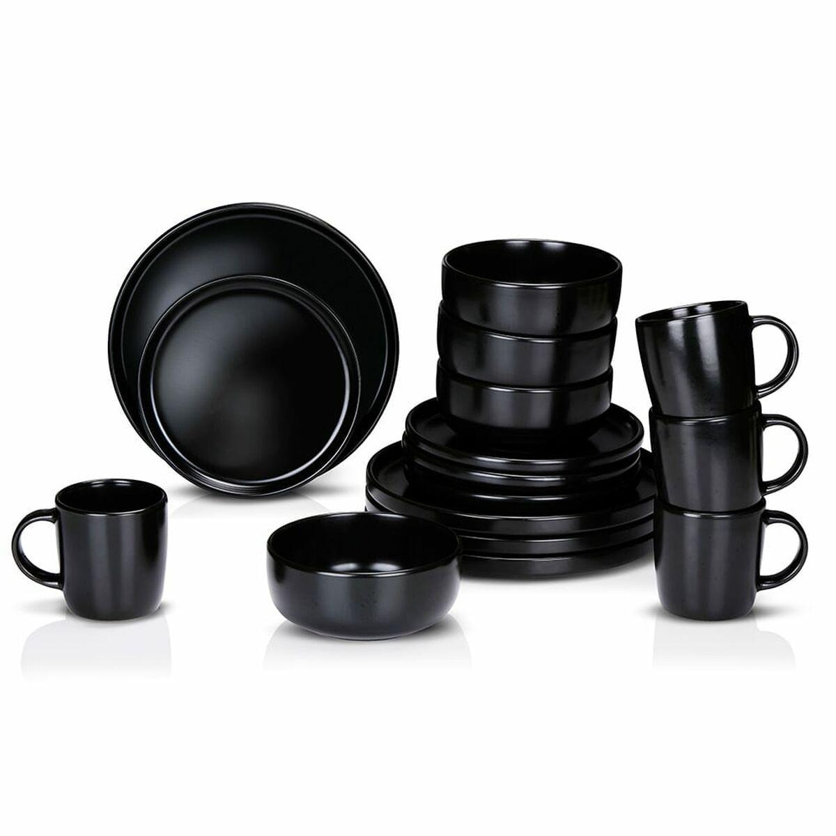 Vajilla Alpina Negro Cerámica 16 Piezas (4 Unidades)