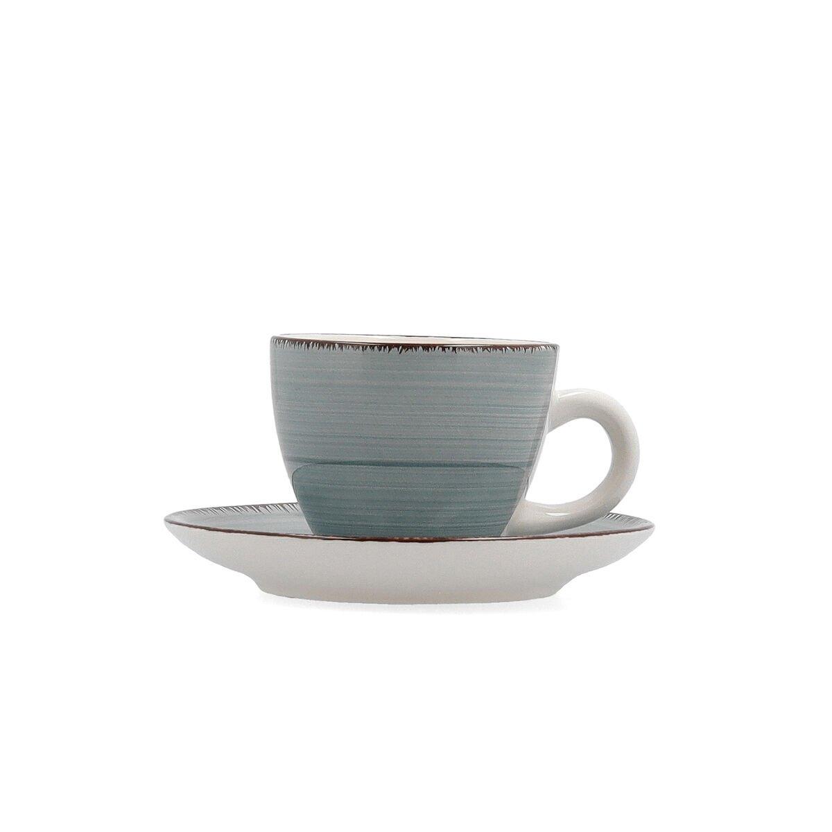 Taza con Plato Quid Vita Morning Turquesa Cerámica 90 ml (6 Unidades)