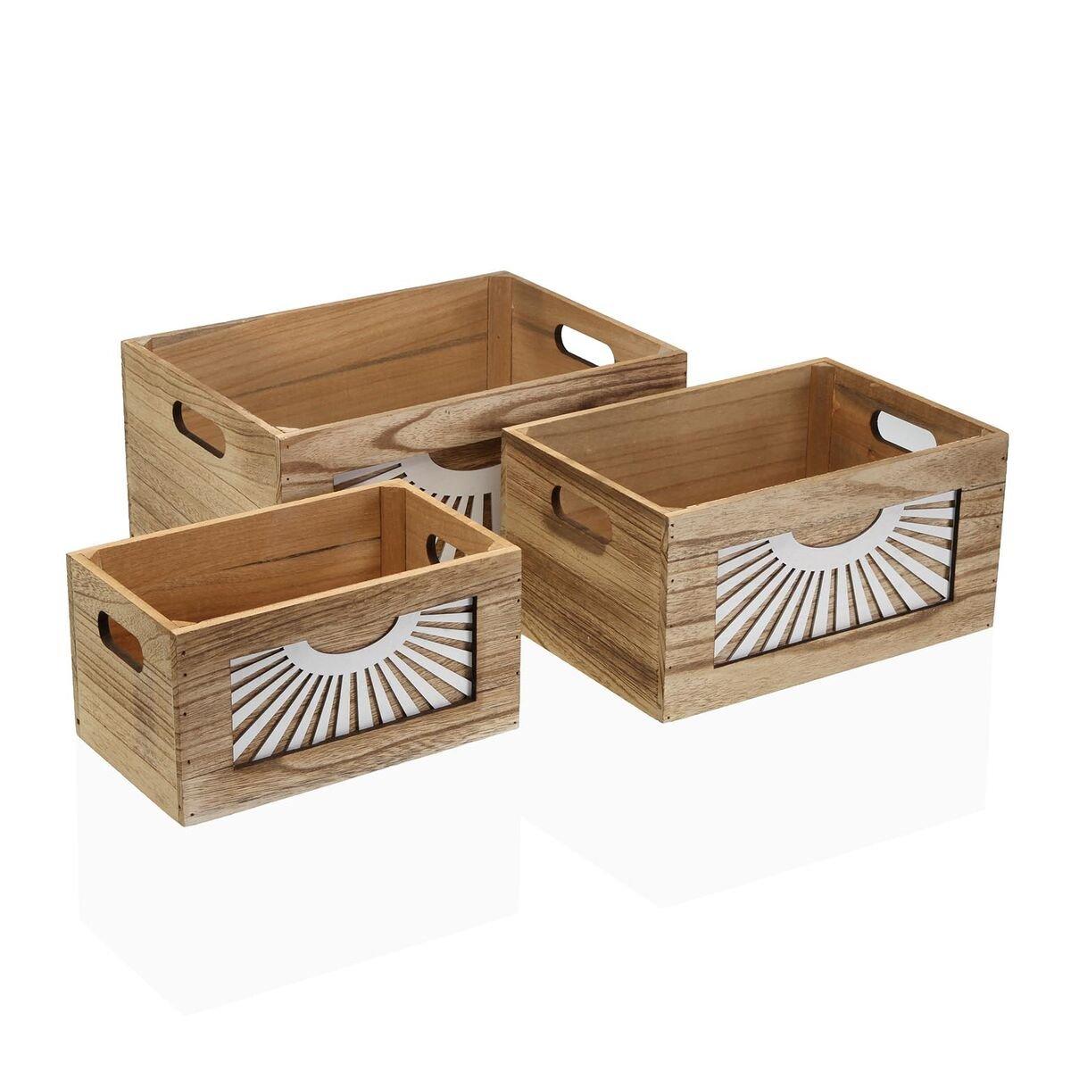 Juego de Cajas Decorativas Versa Adda Marrón Madera
