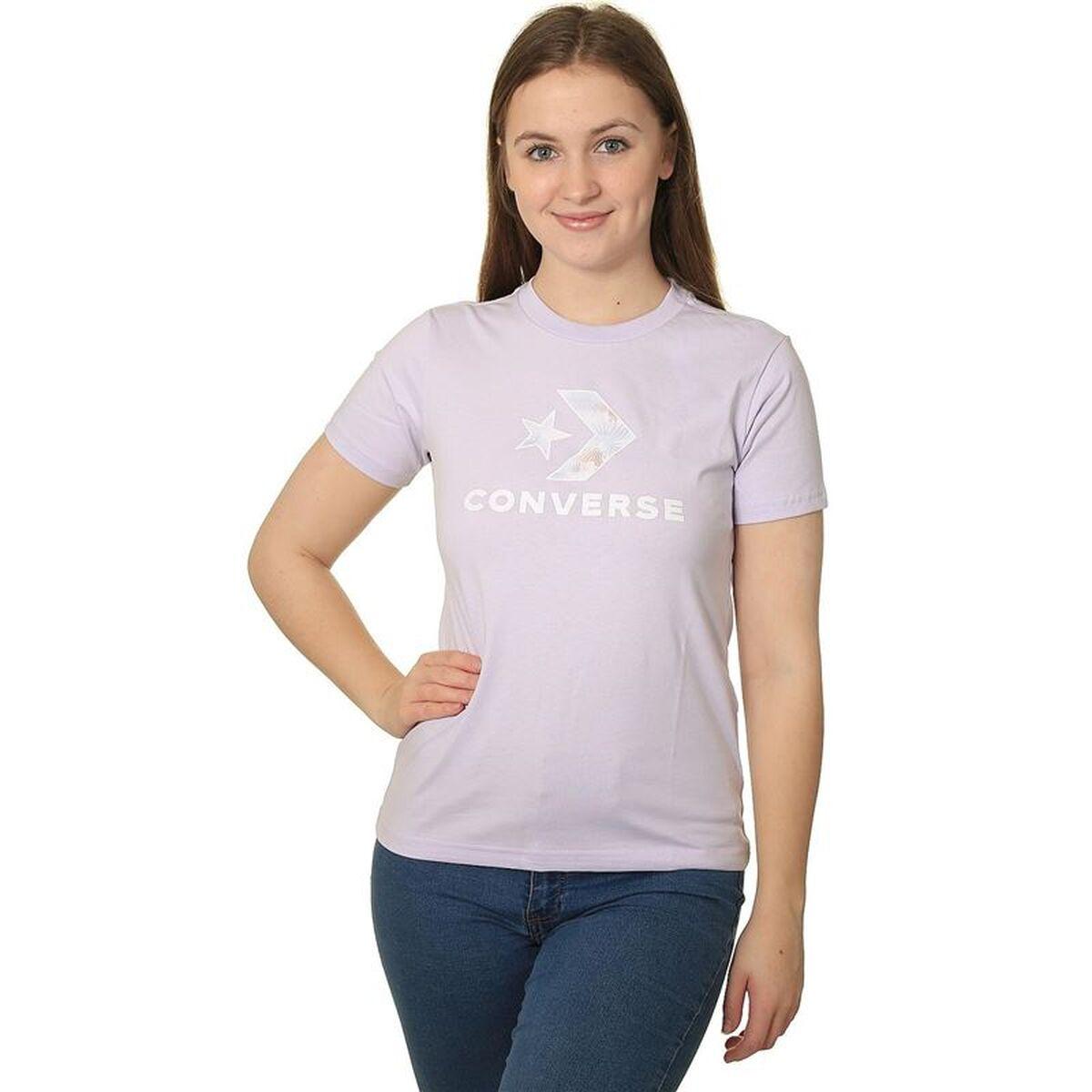 Camiseta de Manga Corta Mujer Converse 10024538-A04 Lavanda (XS)
