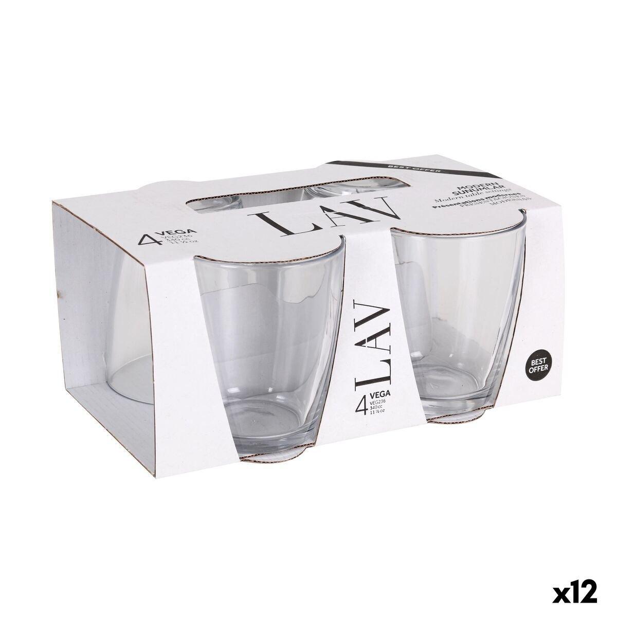 Set de Vasos LAV VEGA Transparente Vidrio 340 ml 4 Piezas (12 Unidades)