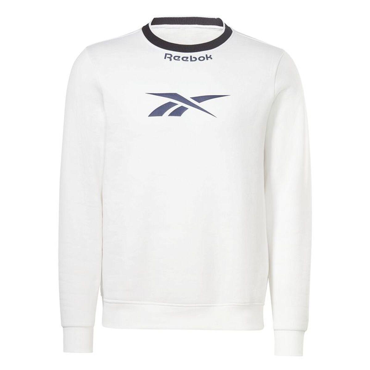 Sudadera sin Capucha Hombre Reebok Identity Arch Logo Fleece Blanco