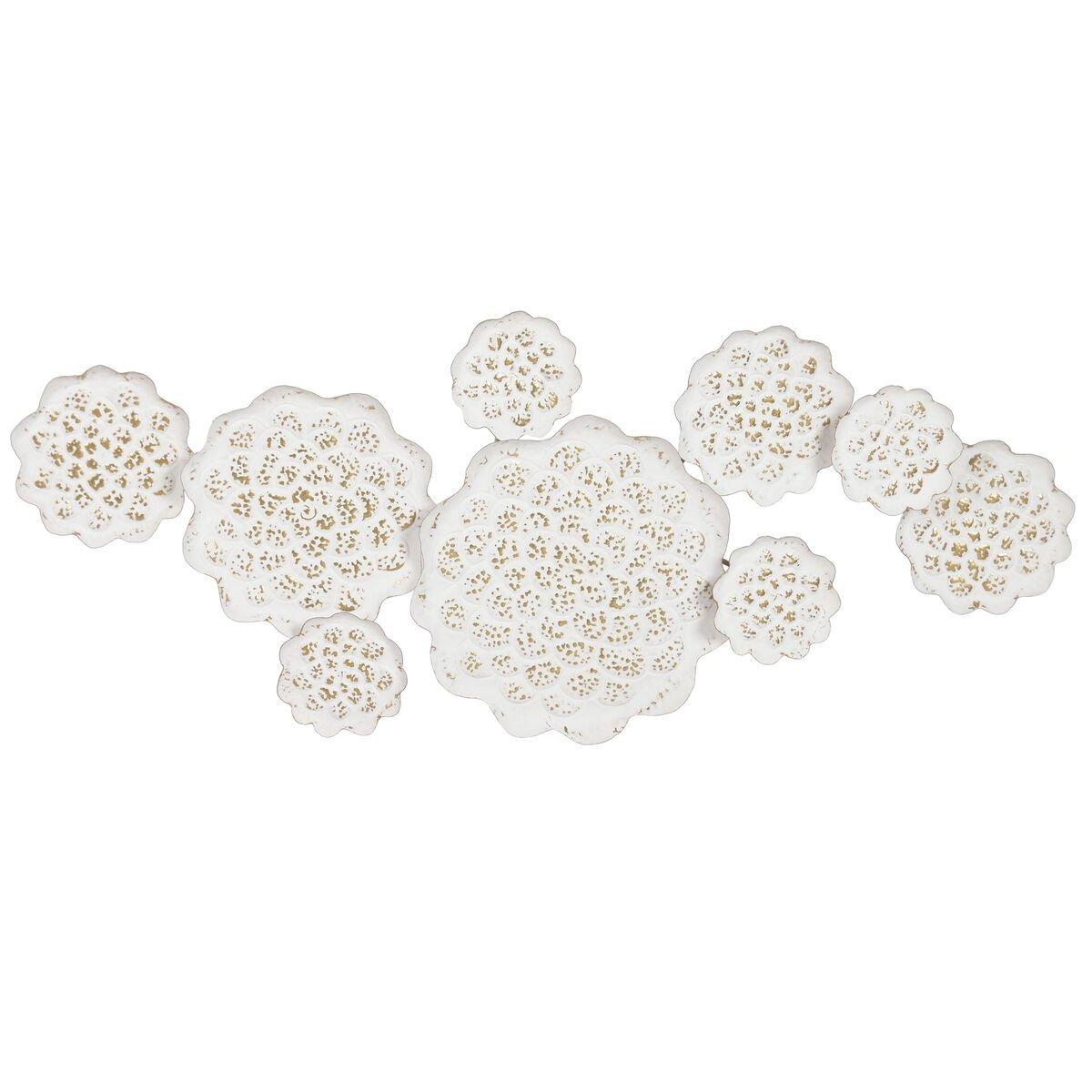 Figura Decorativa Home ESPRIT Blanco Dorado Flor Decapé 137 X 11 X 56,5 CM