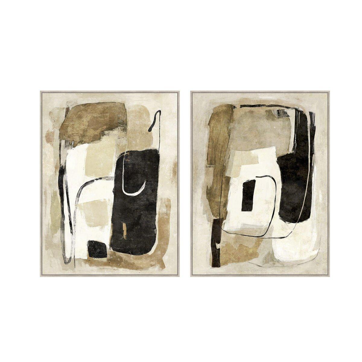 Lienzo Home ESPRIT Negro Beige Abstracto Urbano 90 x 4 x 120 cm (2 Unidades)