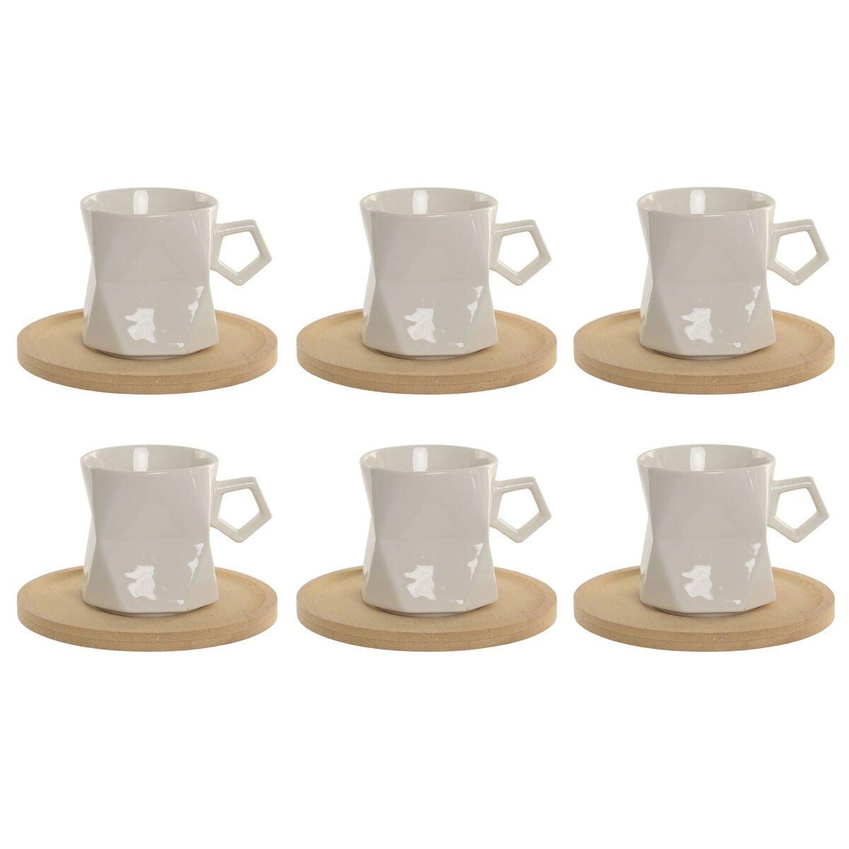 Juego de 6 Tazas con Plato Home ESPRIT Blanco Porcelana 180 ml