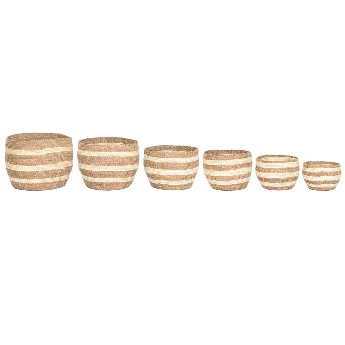 Caja Decorativa Home ESPRIT Crema Natural Fibra natural