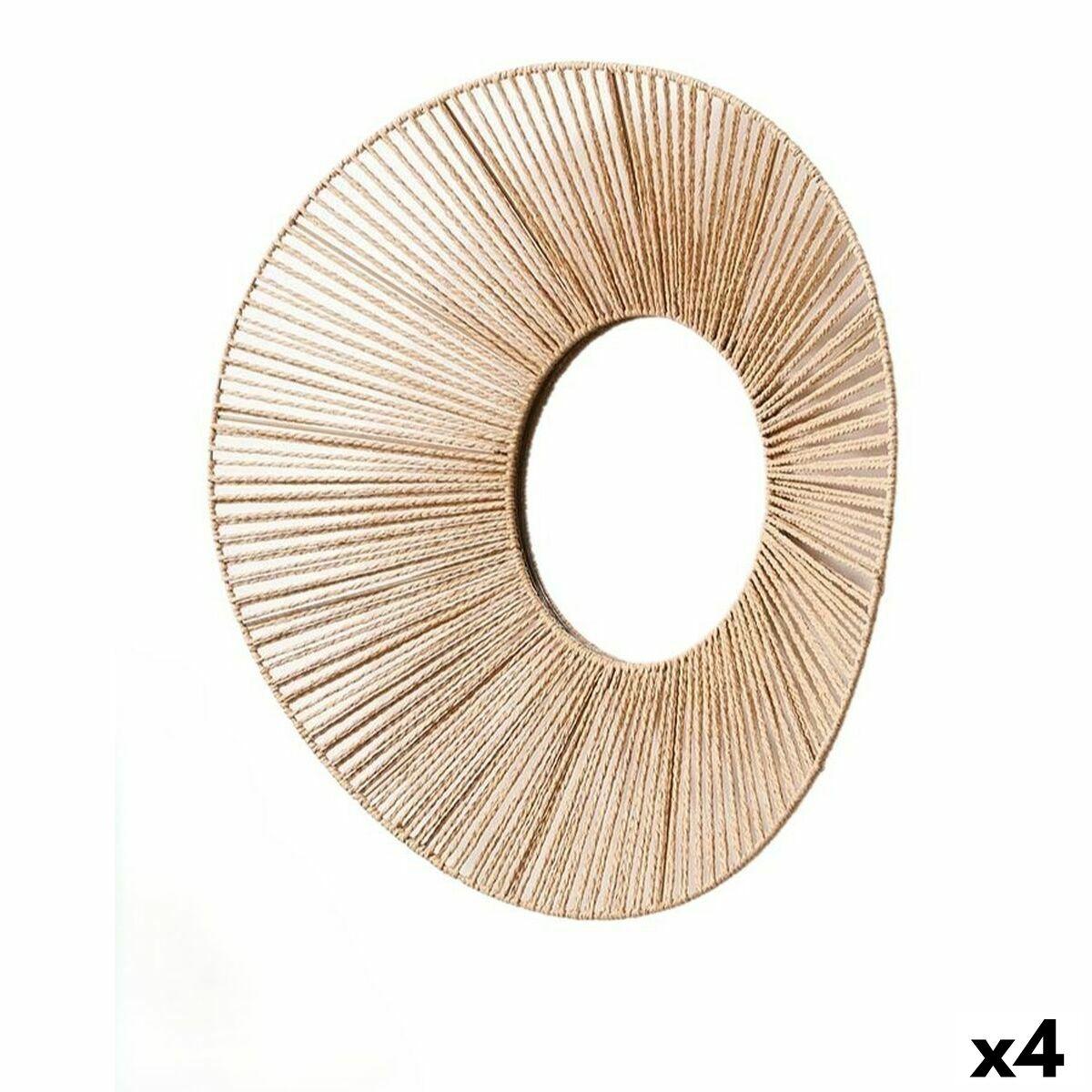 Espejo de pared Gift Decor Natural Ovalado 62 x 15 x 57 cm (4 Unidades)