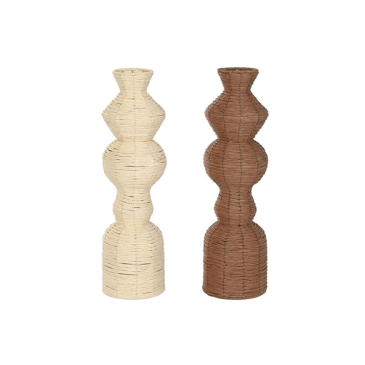 Jarrón Home ESPRIT Marrón Natural Urbano 20 x 20 x 70 cm (2 Unidades)