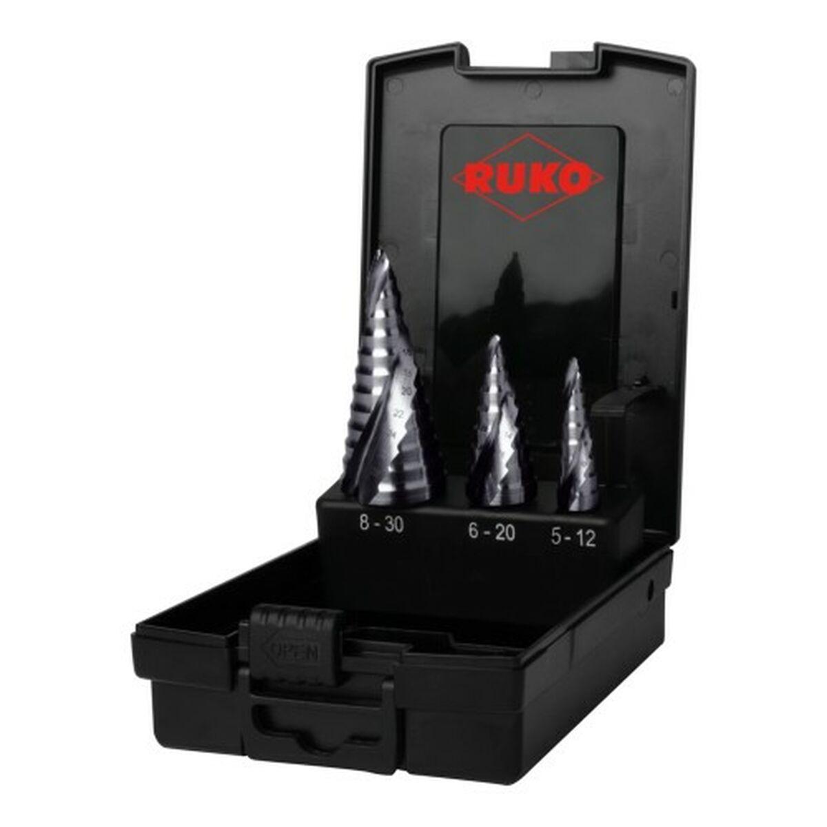 Set de brocas RUKO FLOWSTEP® Acero de alta velocidad (HSS) Estuche 3 Piezas