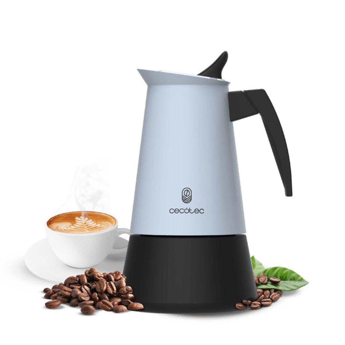 Cecotec Cafetera italiana Piccolina 200 acero inoxidable 2 tazas 100ml azul