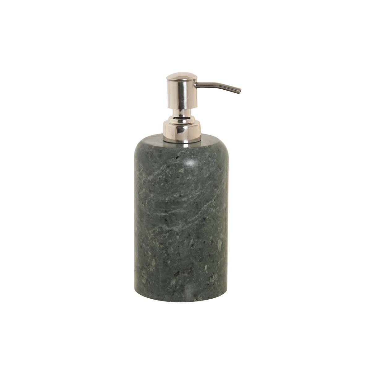 Dispensador de Jabón Home ESPRIT Verde Plateado Acero Inoxidable Mármol Moderno 7,5 x 7,5 x 18 cm
