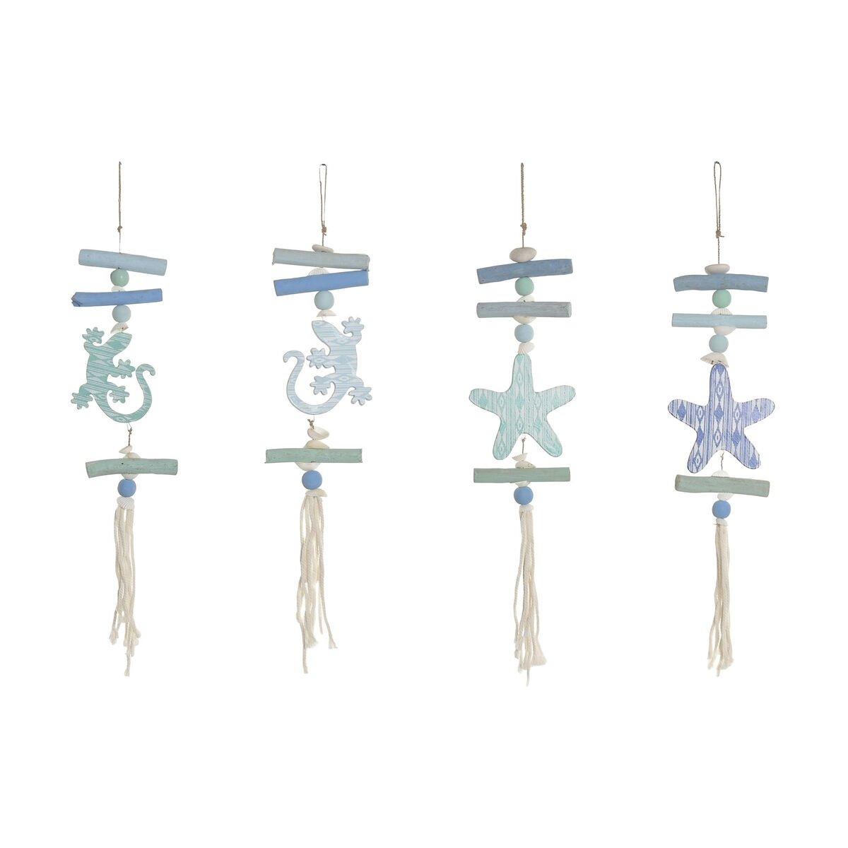 Decoración Colgante Home ESPRIT Azul Blanco Mediterráneo (4 Unidades)