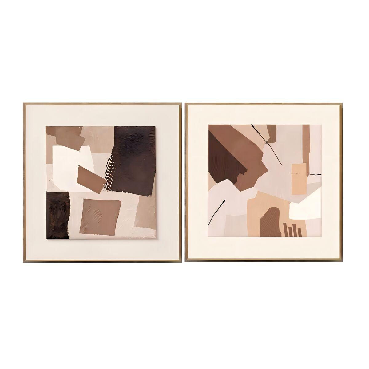 Cuadro Home ESPRIT Aluminio Madera MDF 60 x 3,5 x 60 cm (2 Unidades)