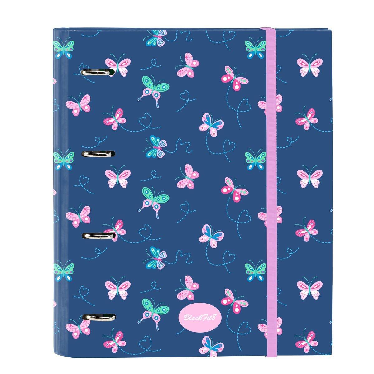 Carpeta de anillas BlackFit8 Mariposas Multicolor 27 x 32 x 3.5 cm