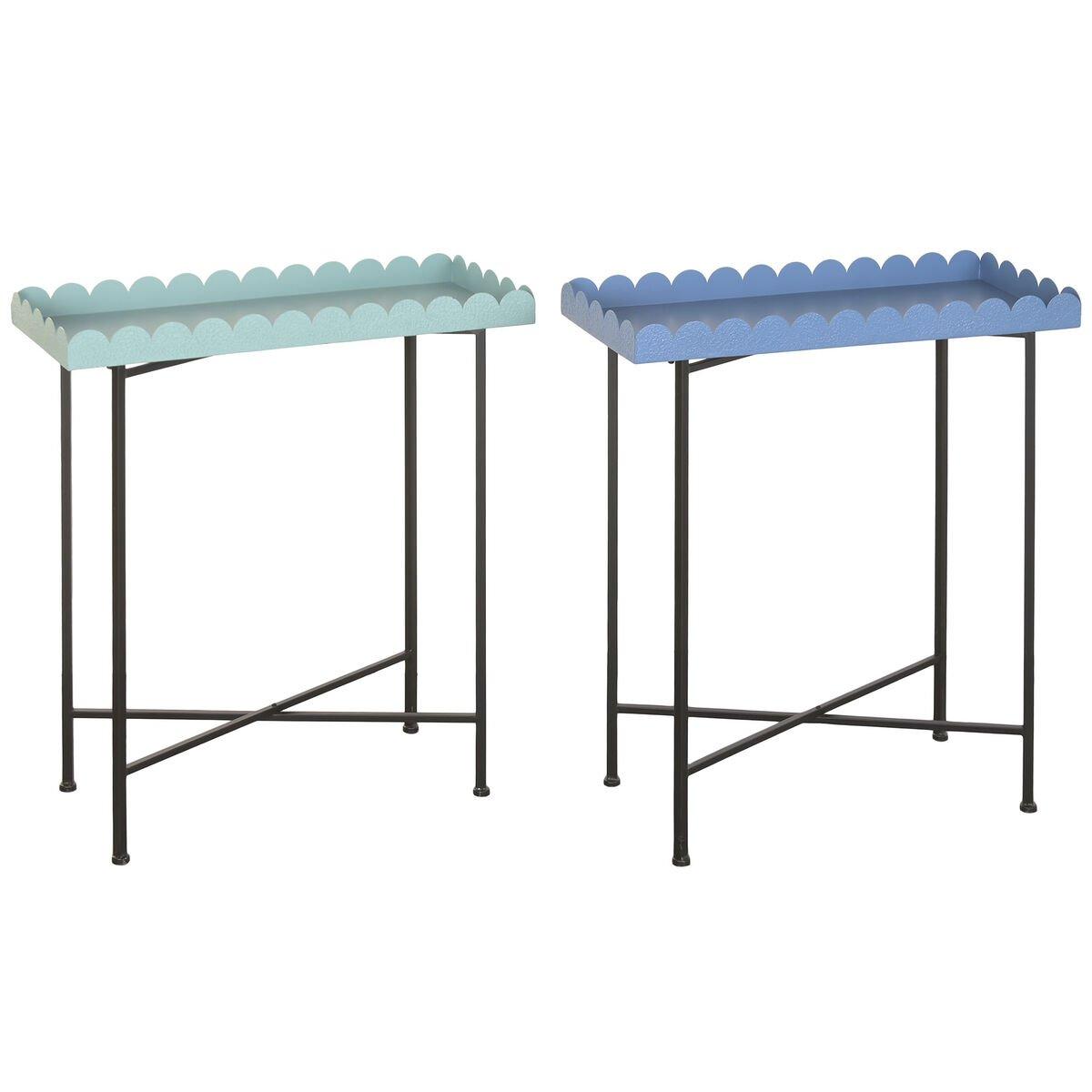 Mesa auxiliar Home ESPRIT Azul Turquesa 60 x 25 x 70 cm (2 Unidades)