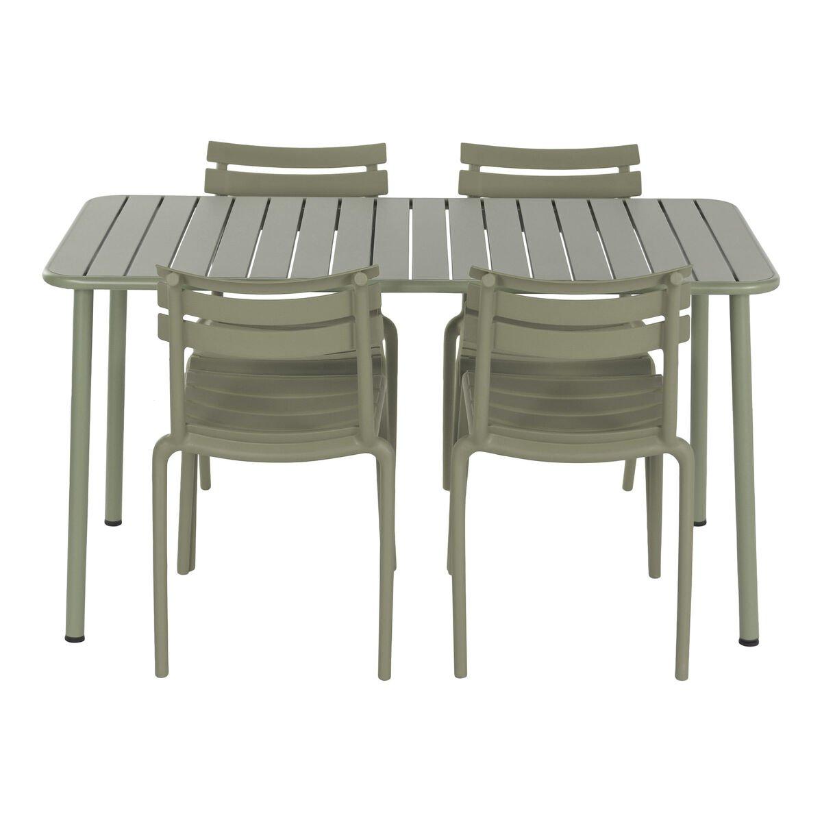 Conjunto de Mesa con 4 Sillas Home ESPRIT Verde 140 x 70 x 75 cm