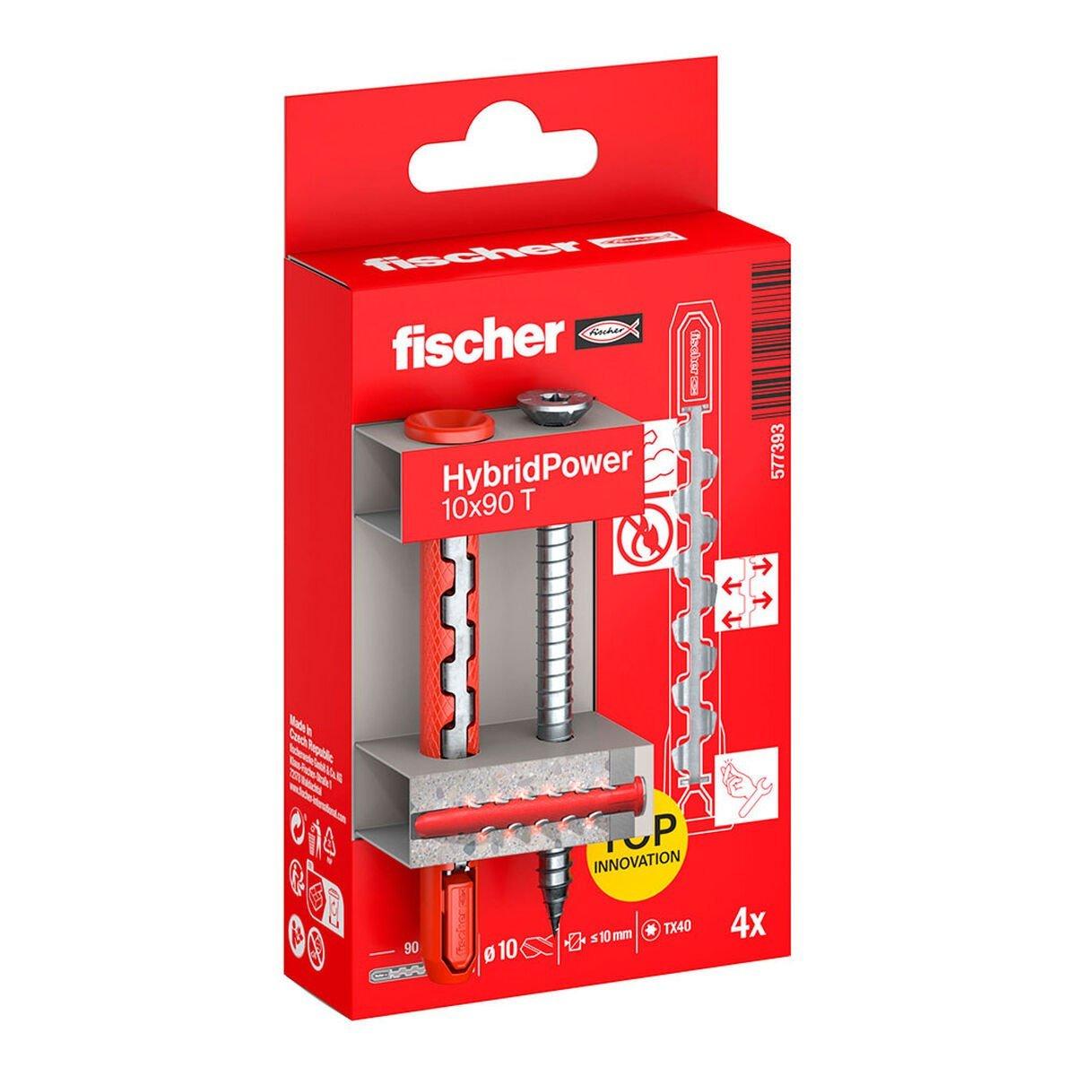 Tacos y tornillos Fischer hybridpower Avellanado Ø 10 x 90 mm (4 Unidades)