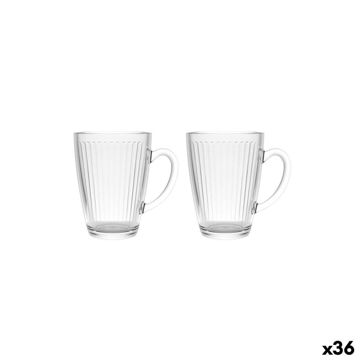 Juego de Tazas de Café La Mediterránea Naira Lines Transparente 2 Piezas (36 Unidades)