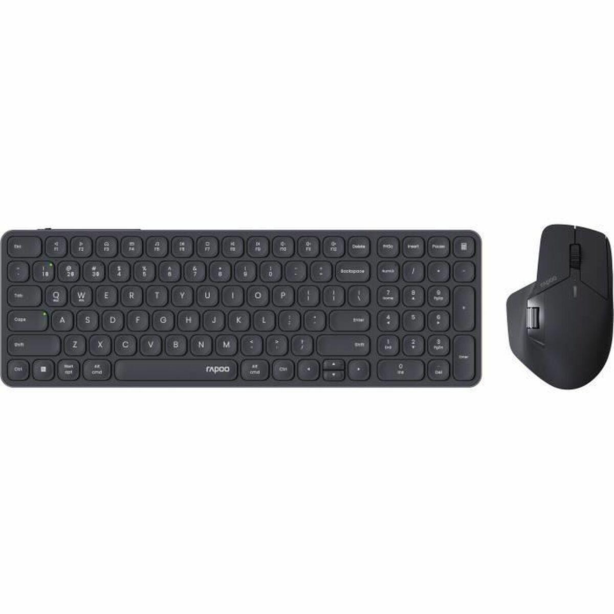 Teclado y Ratón Rapoo 9760M Gris AZERTY