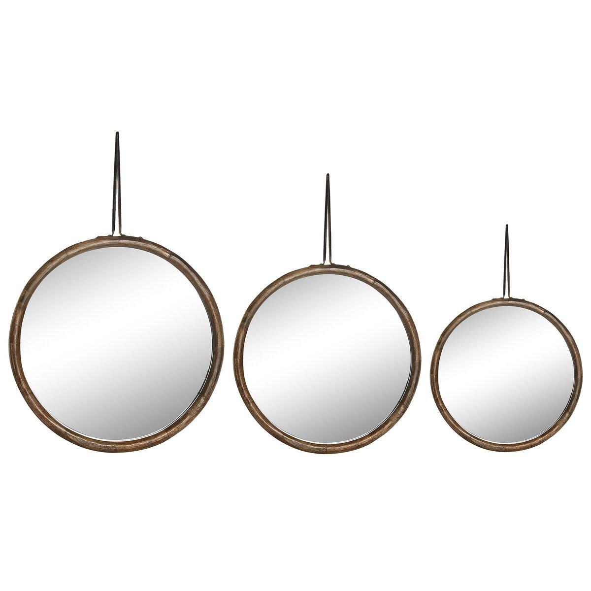 Espejo de pared Home ESPRIT Natural Tropical (3 Piezas)