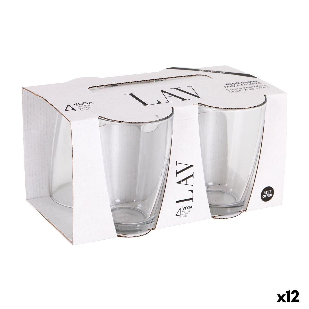 Set de Vasos LAV VEGA Transparente Vidrio 415 ml 4 Piezas (12 Unidades)