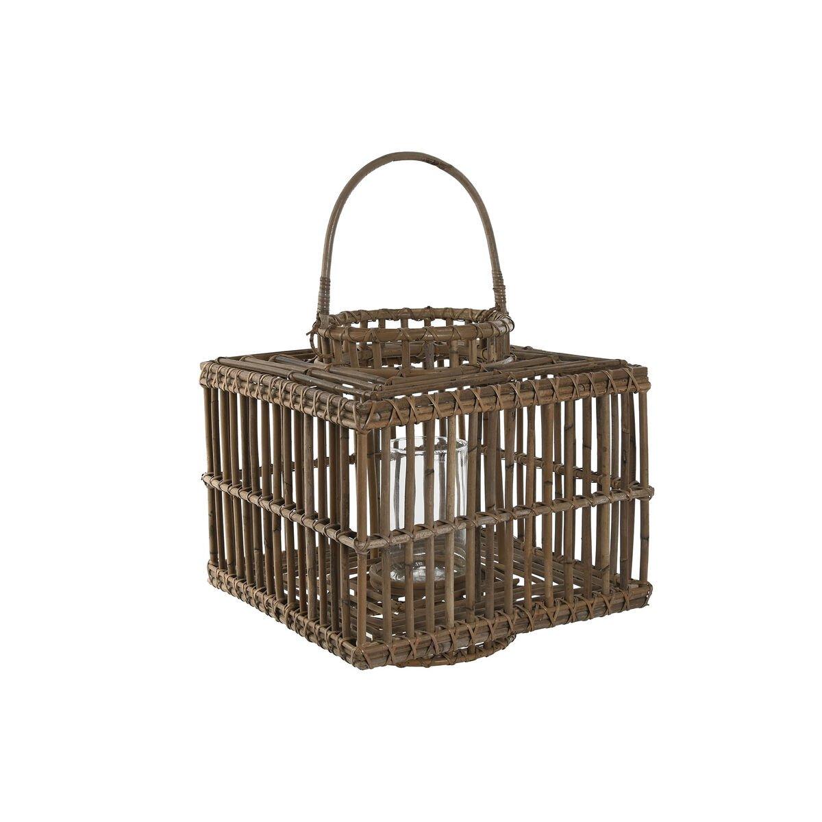 Portavelas Home ESPRIT Natural Cristal 35 x 35 x 35 cm