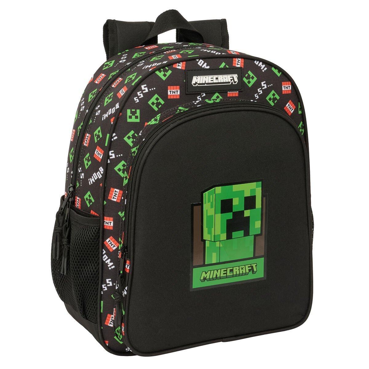 Mochila Escolar Minecraft Negro 32 x 38 x 12 cm
