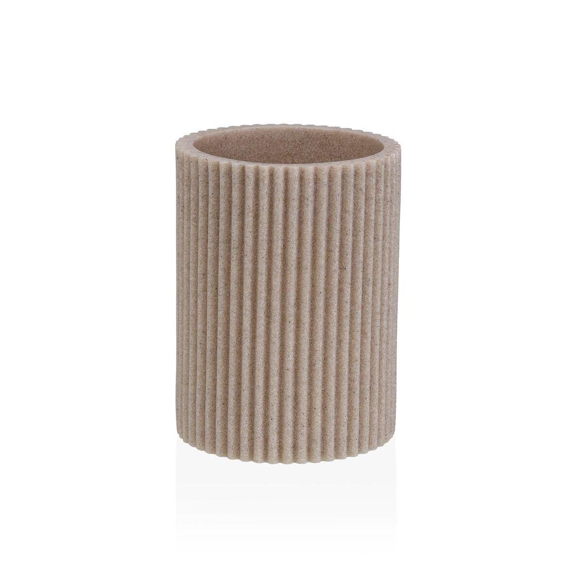 Portacepillos de Dientes Versa Beige Resina 6,9 x 10,2 x 6,9 cm