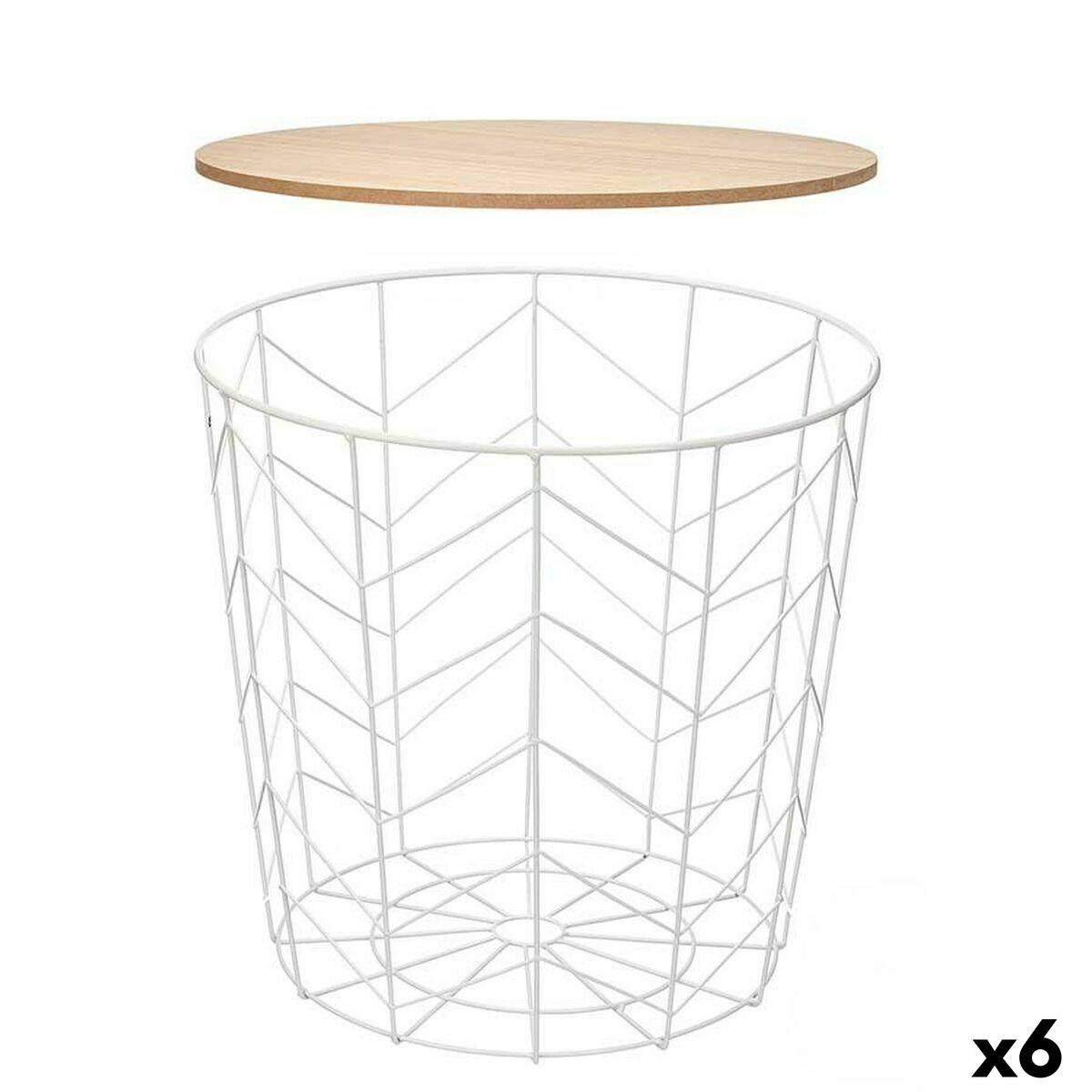 Mesa auxiliar Gift Decor Blanco Marrón 39,5 x 37 x 39,5 cm (6 Unidades)