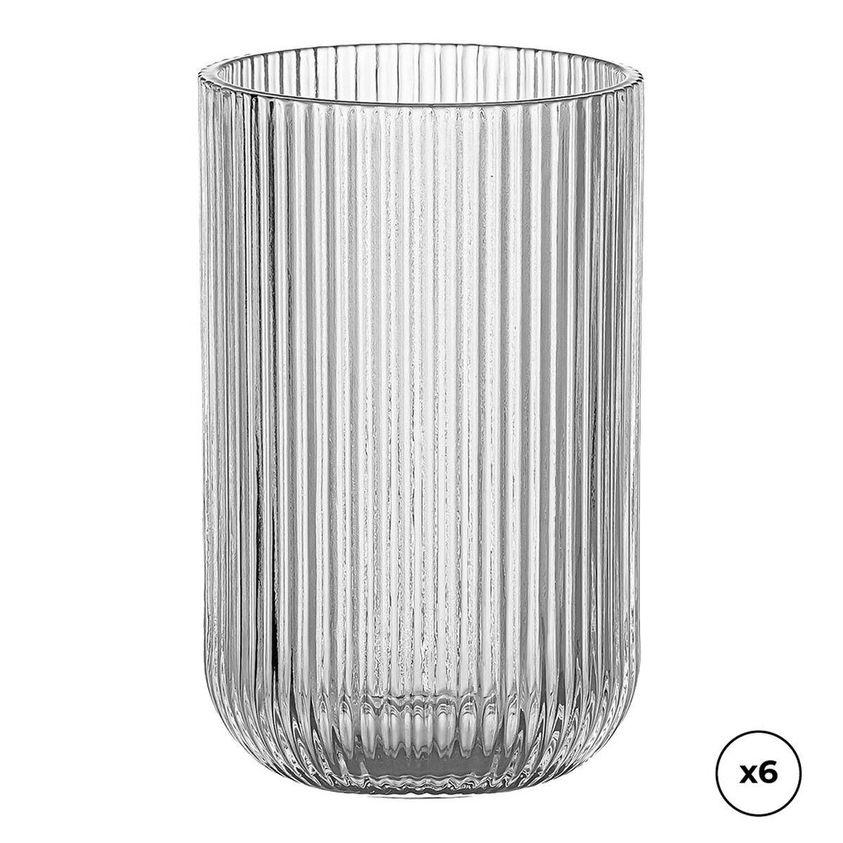 Set de Vasos Ovenza Cristal Con relieve A rayas 430 ml 6 Unidades