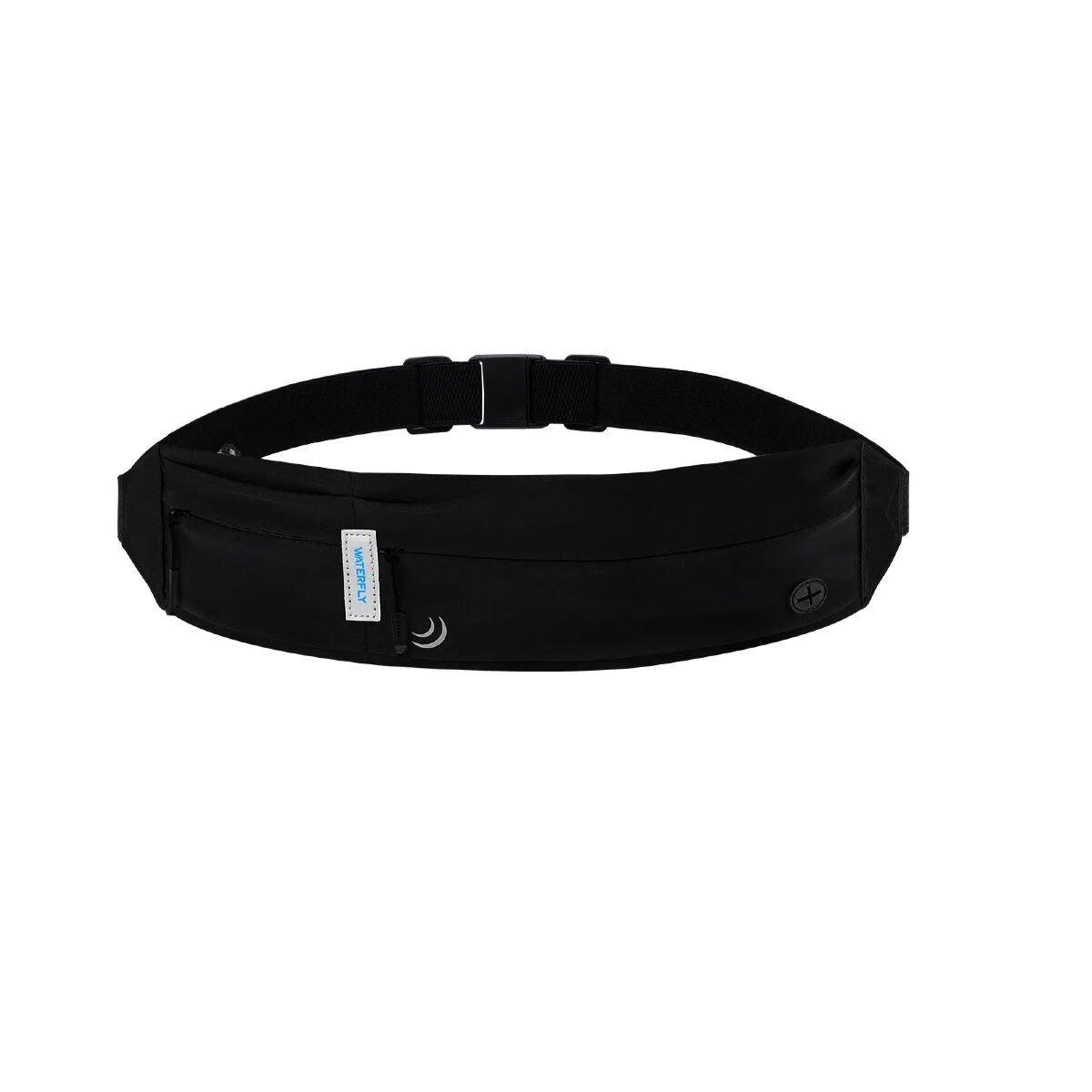 Waterfly Riñonera Running Sport 3.0 Negra Unisex Licra 1L con Reflectantes y Salida Auriculares