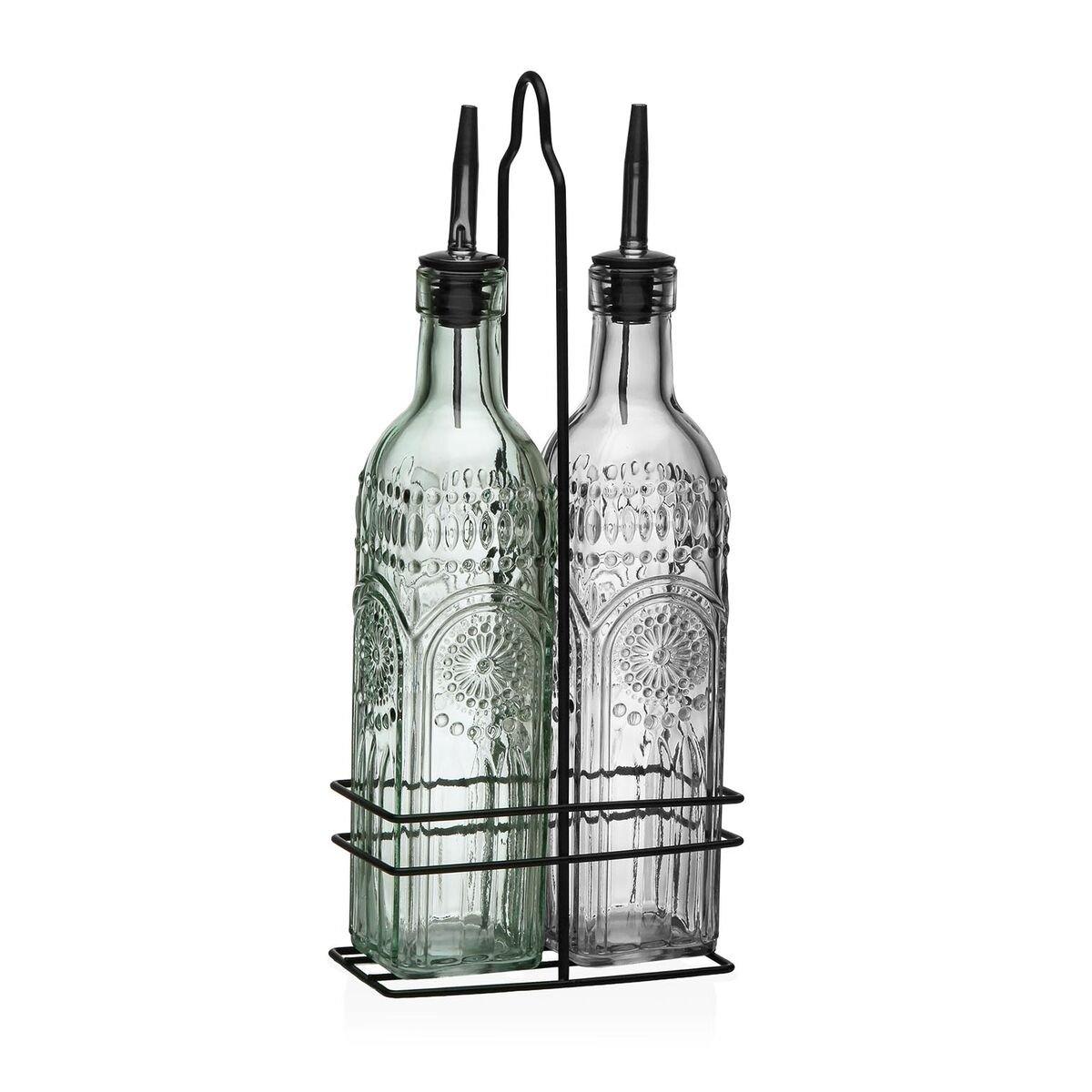 Set de Aceitera y Vinagrera Versa Metal Vidrio 500 ml 7,2 X 32,5 X 13,7 CM