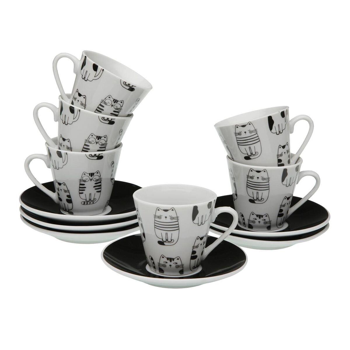 Juego de 6 Tazas con Plato Versa Porcelana Gato