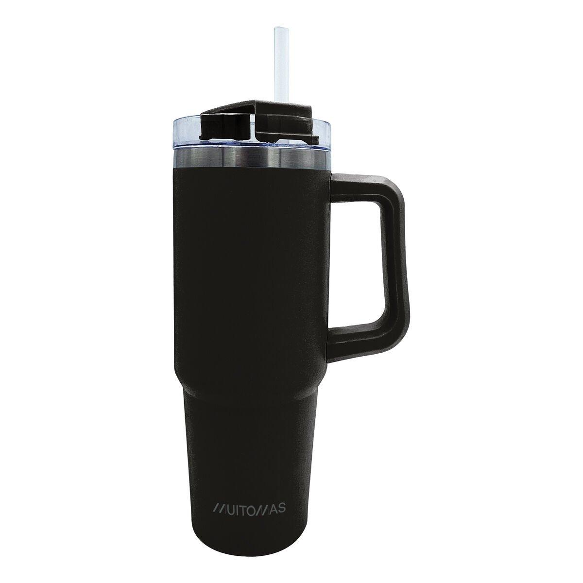 Botella de Agua Muitomas Negro Acero Inoxidable