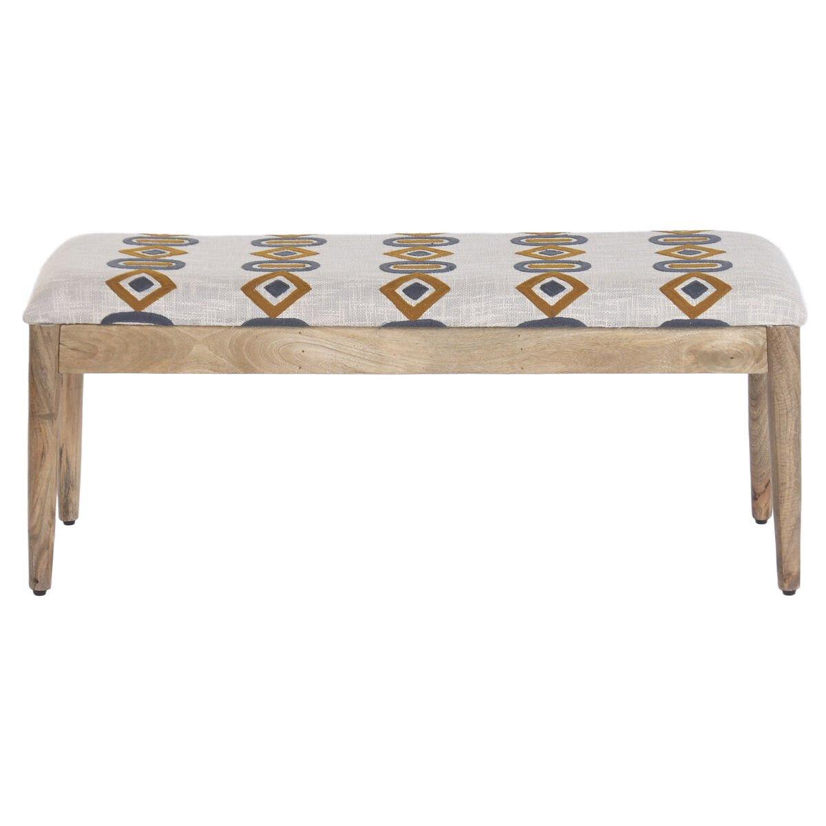 Banqueta Home ESPRIT Beige Multicolor Madera de mango 113 X 35 X 45 CM