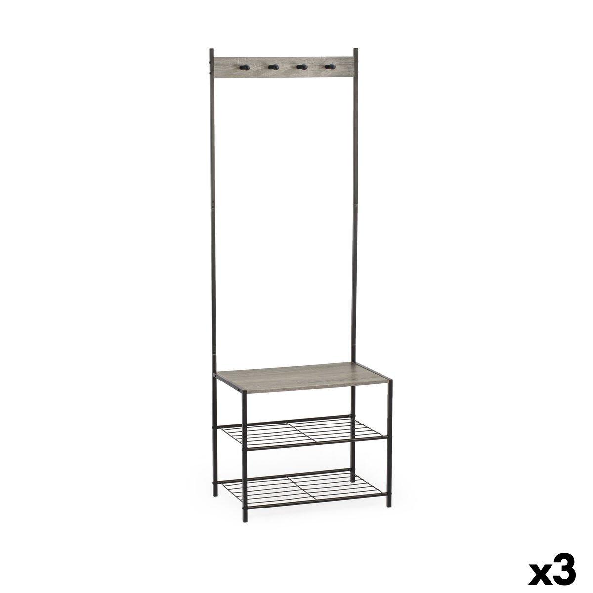 Perchero con Balda MobleKit Negro Gris Madera Metal 160 x 40 x 175 cm (3 Unidades)