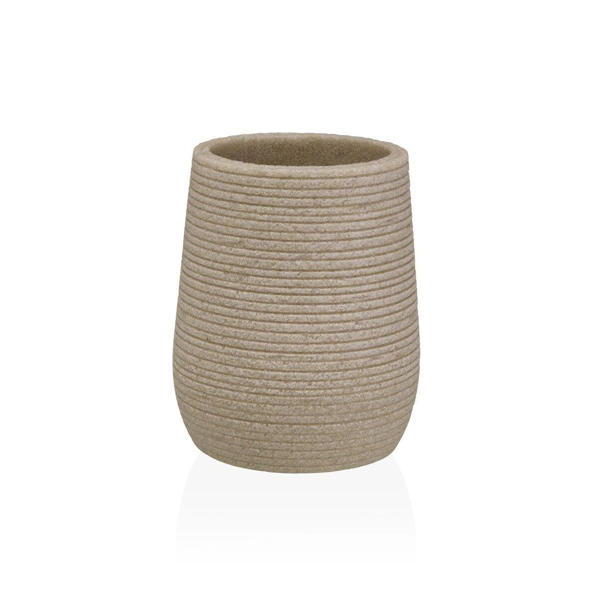 Portacepillos de Dientes Versa Beige Resina 8,5 x 10 x 8,5 cm