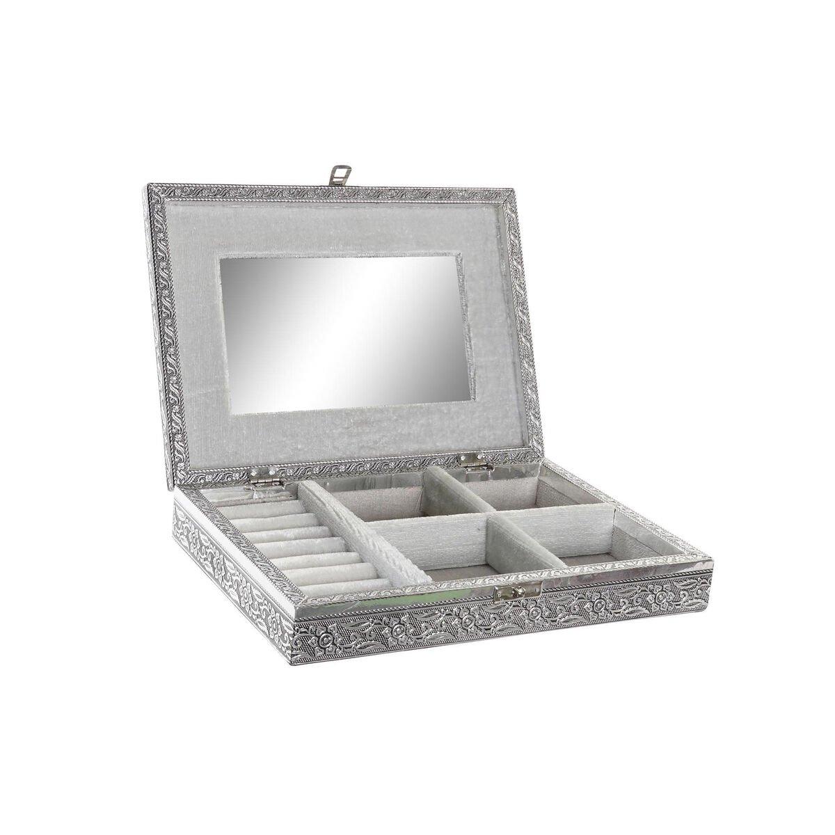 Caja-Joyero Home ESPRIT Plateado Natural Madera Aluminio 27,5 x 20 x 5,4 cm