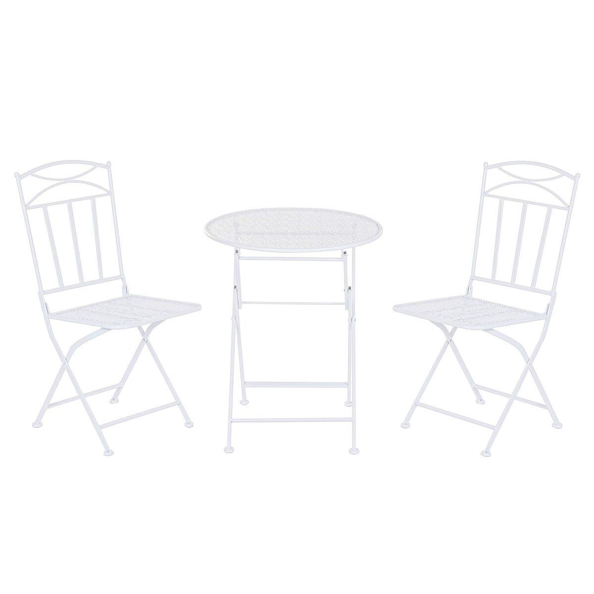 Conjunto de Mesa con 2 Sillas Home ESPRIT Blanco 60 x 60 x 70 cm