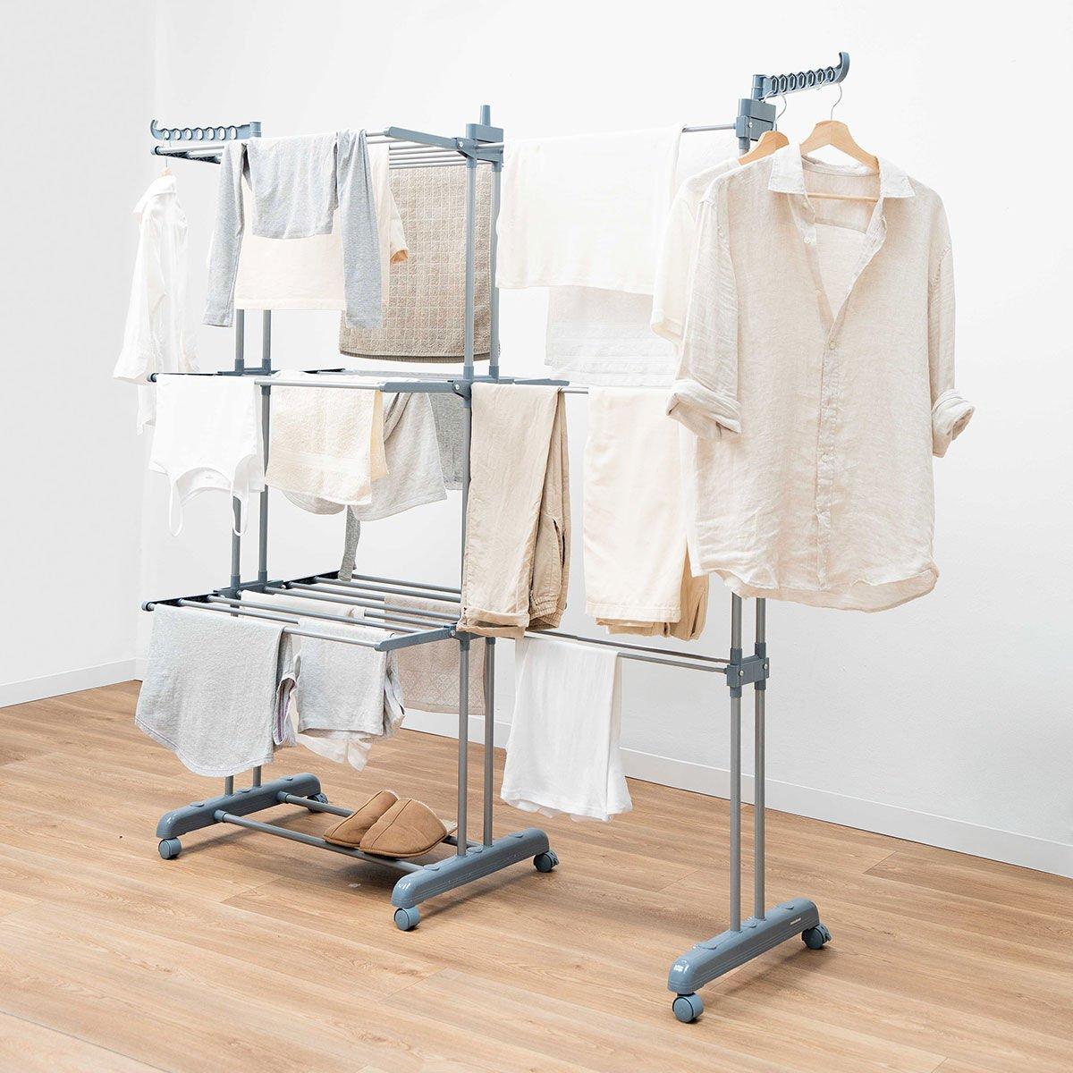 Tendedero Plegable Vertical Extensible con Ruedas Dolver XL InnovaGoods 30 Barras