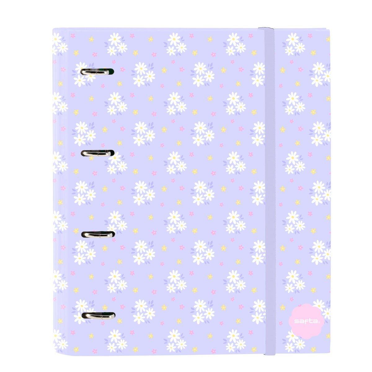 Carpeta de anillas Safta Bouquet Rosa Lila 27 x 32 x 3.5 cm