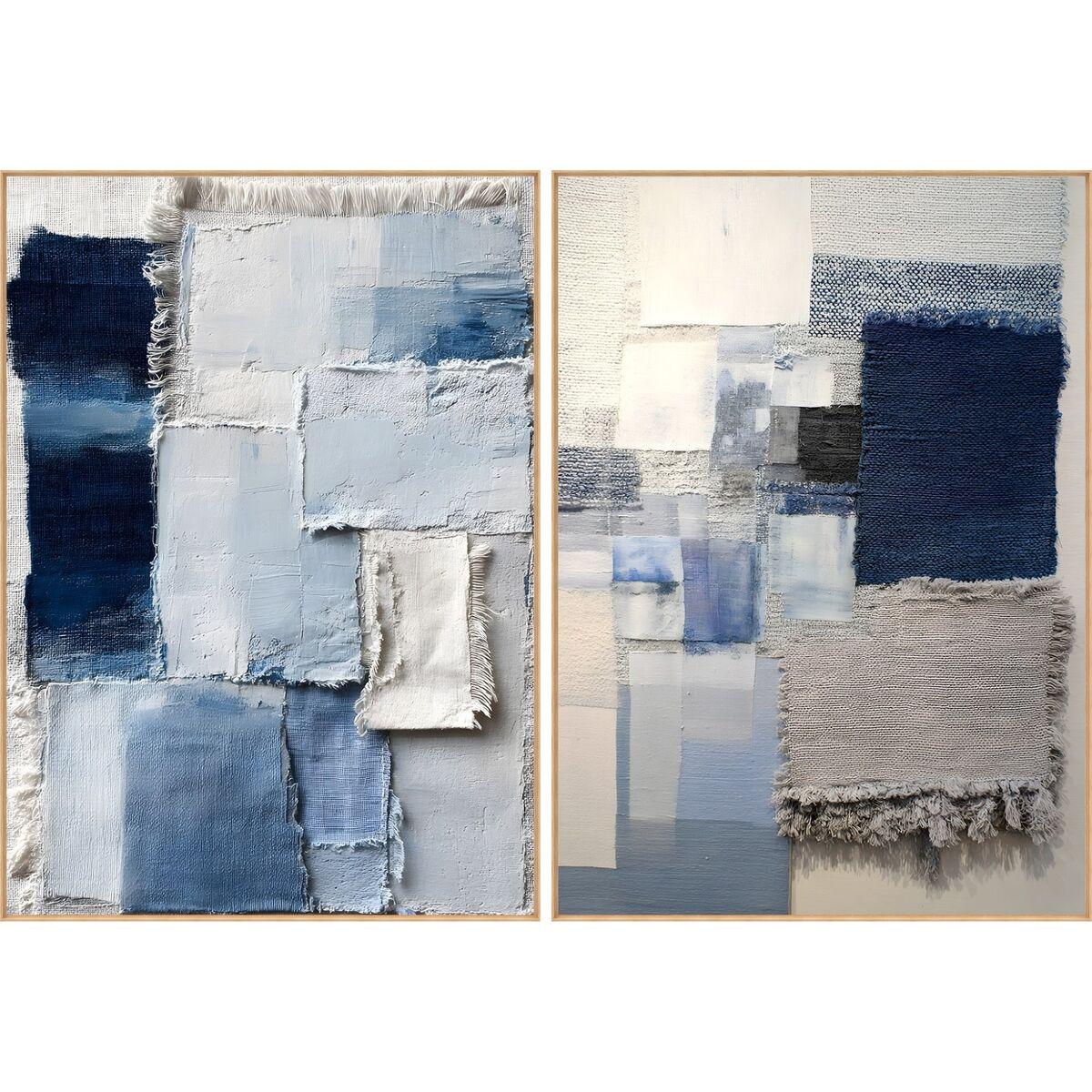 Lienzo Home ESPRIT Azul Blanco Abstracto Moderno 103 x 4 x 143 cm (2 Unidades)