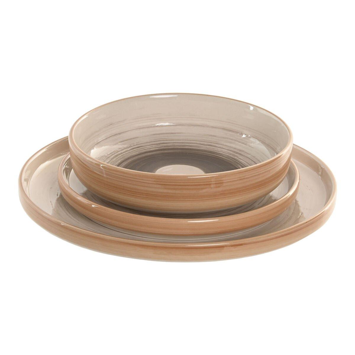 Vajilla Home ESPRIT Beige Gres 18 Piezas