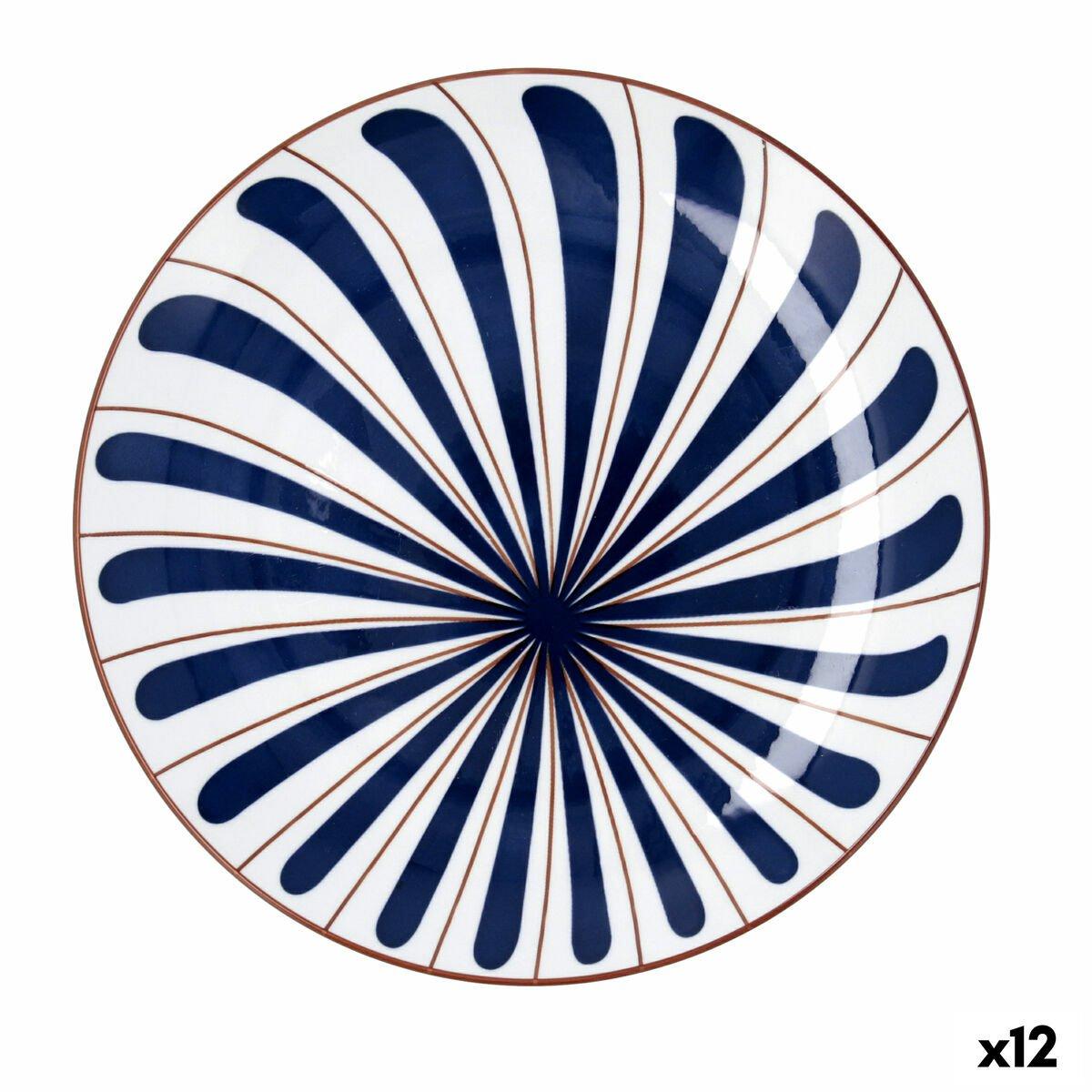 Plato Llano Bidasoa Oceanika Azul Cerámica Ø 27 cm (12 Unidades)