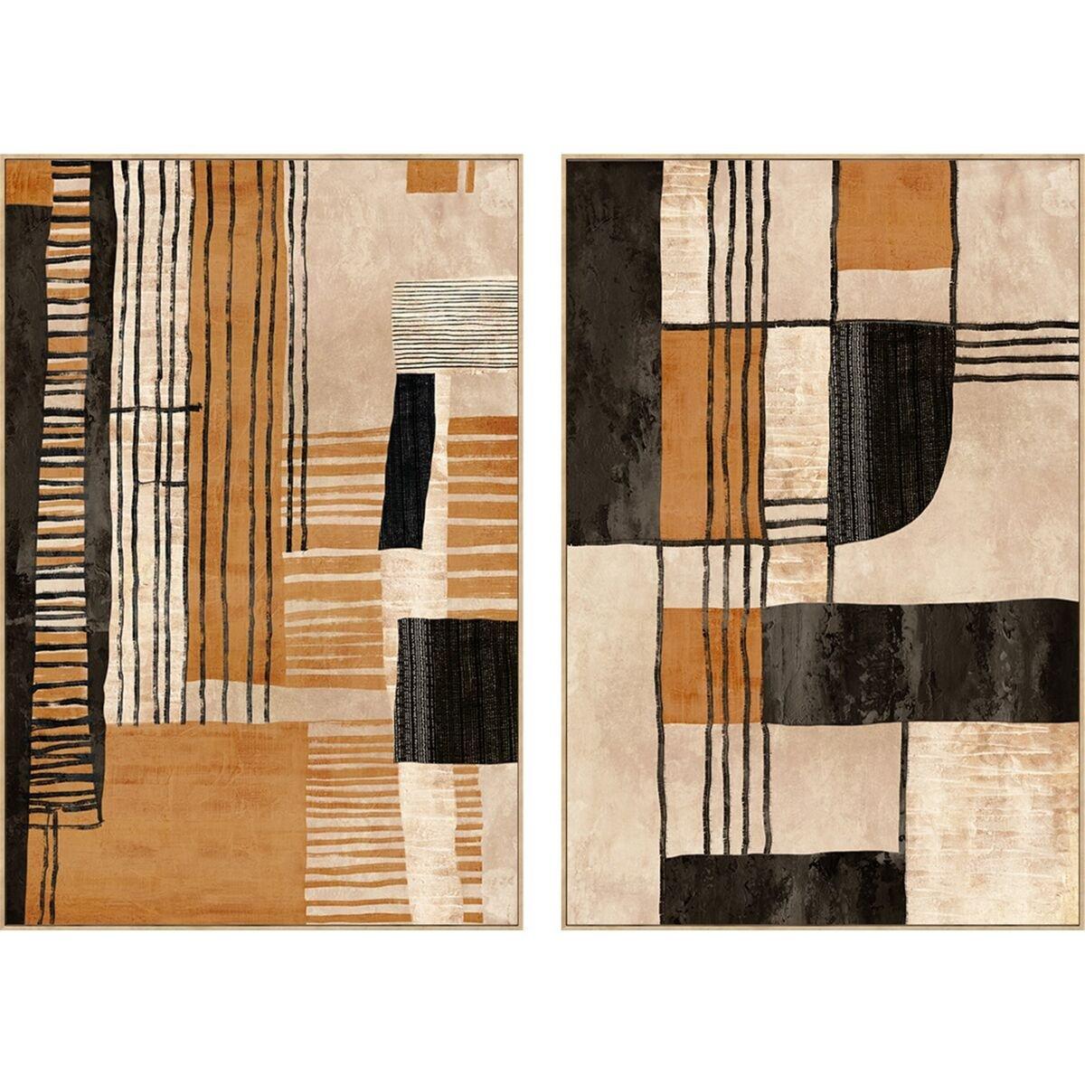 Lienzo Home ESPRIT Beige Naranja Urbano 82,5 x 4,5 x 122,5 cm (2 Unidades)