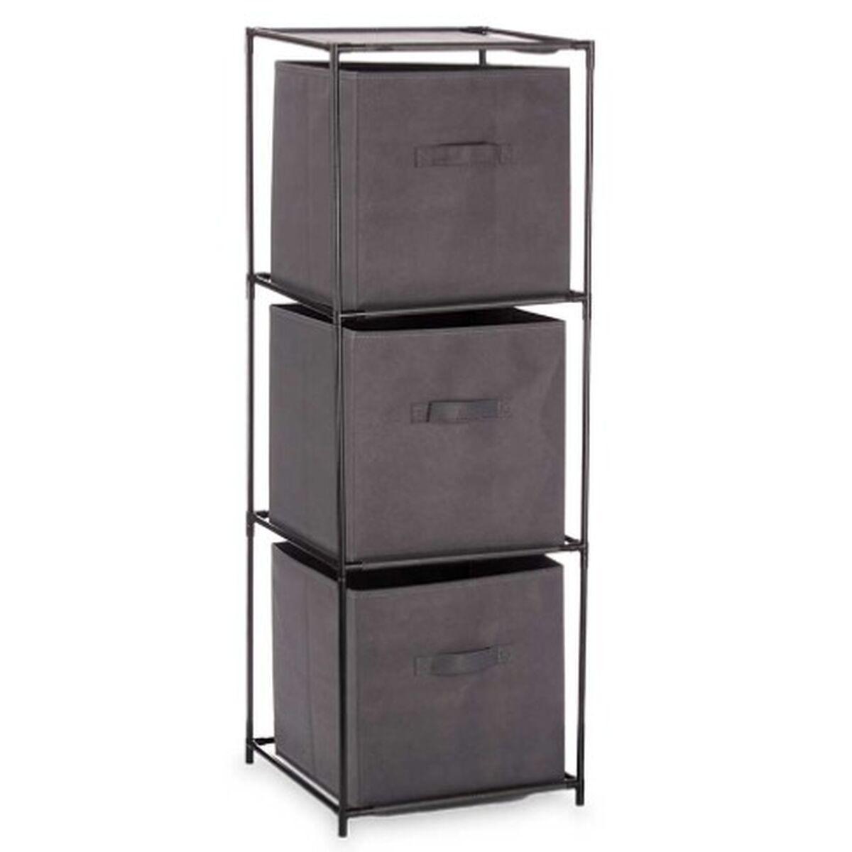 Estantería Kipit Negro Gris Tela Polipropileno Hierro Plástico 35 x 35 x 102 cm